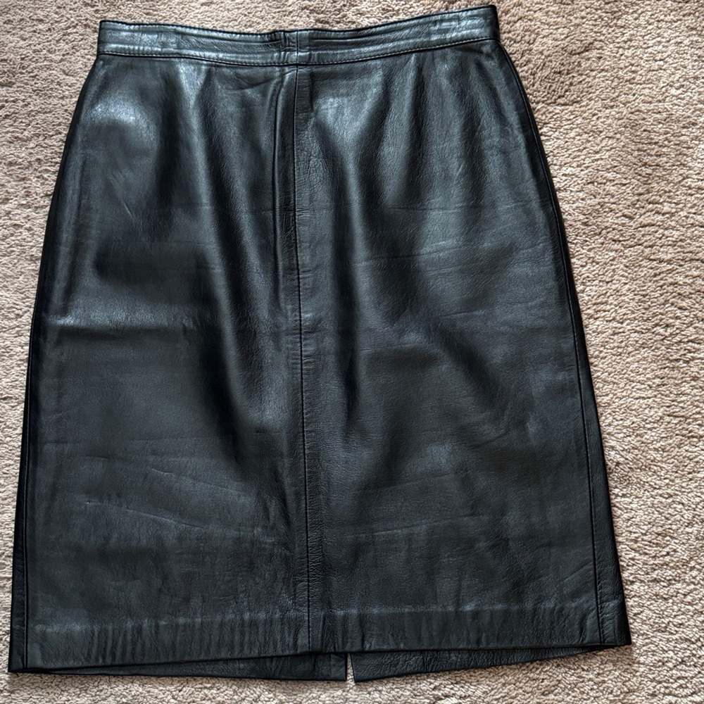 Vera Pelle Italian Black Leather Skirt